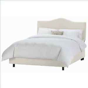  Twin Skyline Twill White Arched Upholstered Fabric Bed 