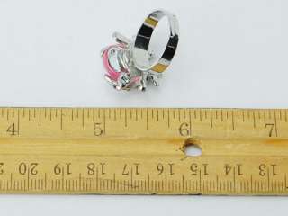   Enamel Body Silver Tone Crystal Rhinestone Ladybug Bug Ring  