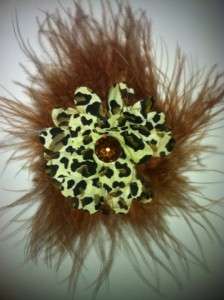 Marabou puff boa flower hairbow hair clips infant and children  