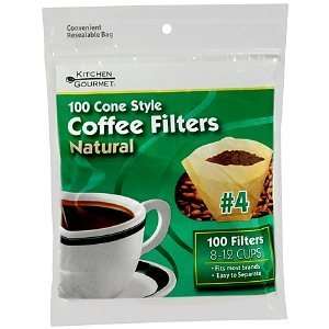   Gourmet Cone Style Natural Coffee Filters, 100 ea