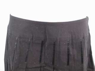 INTERMIX Black Cotton Pleated Mini Skirt Sz 2  