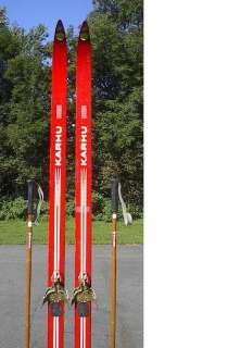 Wooden Cross Country 75 Skis 3 pin 195 cm +Poles  