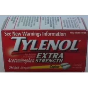  Tylenol Extra Strength 500mg, 24 Caplets Health 
