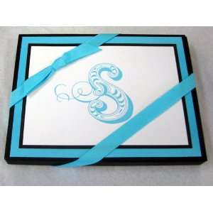   Stationery NOT4132 Blue Initial S Blank Note Cards 
