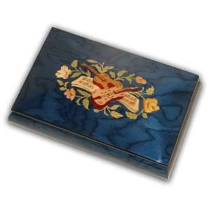  Gorgeous Grand Mandolin Inlay on Blue Musical Jewelry Box 