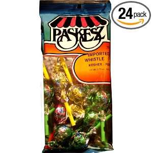 Paskesz Lollypops, Whistle Pops, 3.75 Ounce Bags (Pack of 24)  