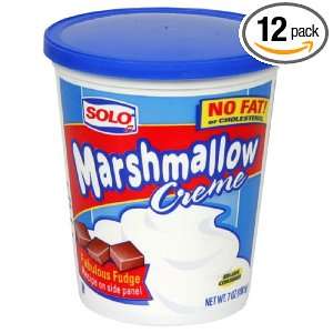 Solo Marshmallow Creme, 7 Ounce (Pack of 12)  Grocery 