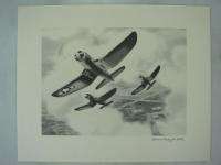 Chance Vought Vintage Corsair Plane Print 16 x 13  
