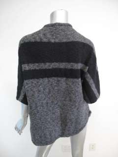 James Perse Gray/Dark Gray Striped Short Sleeve Draped Chunky Sweater 