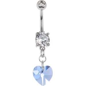    Austrian Crystal Heart March Birthstone Belly Ring Jewelry