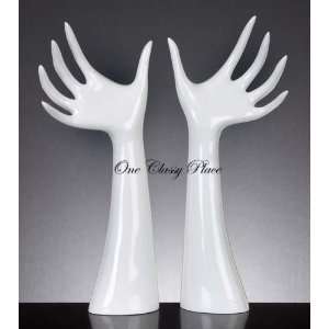  Ivory Color Hand Pair Statue
