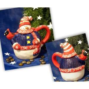  Snowman Stripes & Swirls Teapot