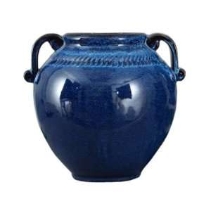   Cobalt Blue Rd Majolica Handled Vase, 12 in.