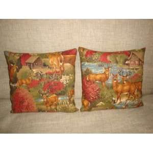   Pillows Set of 2 Fragrant Balsam Filled Woodland Deer