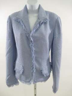 DESIGNER Lavender Tweed Fringe Blazer Jacket Sz M  