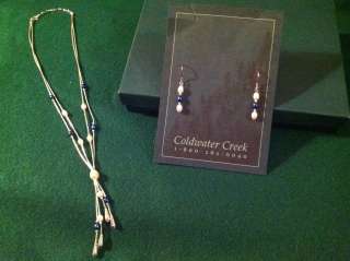 NWT Coldwater Creek 16 18 Liquid Silver/Pearl/Blue Beaded Necklace 