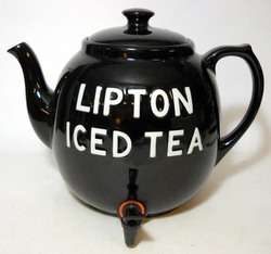 VINTAGE LIPTON ICED TEA DISPENSER * GIANT BLACK TEA POT  