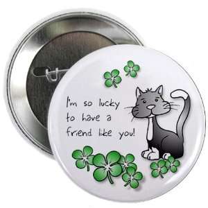  LUCKY KITTY CAT St Patricks Day 2.25 Pinback Button Badge 