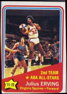 1971 72 Topps JULIUS ERVING   ABA All Star #255 BV$50  