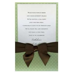  Lotsa Dots Green with Brown Bow Pocket Invitations Health 