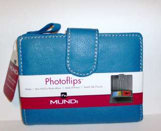 MUNDI LEATHER WALLETS 3 COLOR CHOICE PHOTOFLIP HOLDS CARDS PHOTOS CASH 