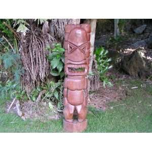  OUTDOOR TIKI MASK TOTEM 39   HAND CARVED IN HAWAII
