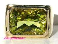 LAURA RAMSEY 14K GOLD EMERALD CUT LIME CITRINE RING 10.30GR  
