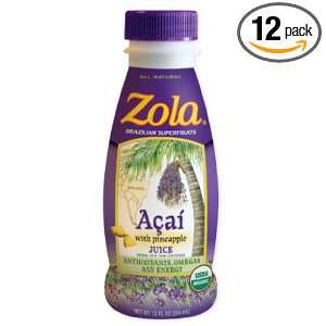 Zola juices Acai/Pineapple Bottle(95% Organic), 12 Ounce (Pack of 12 