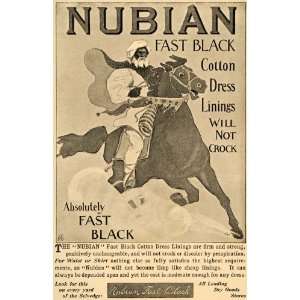  1896 Ad Nubian Cotton Dress Lining Arabian Horse Sudan 