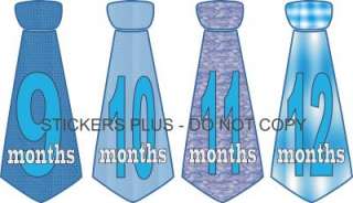 Baby Boy Monthly Onesie Neck Tie Stickers Blue Patterns  