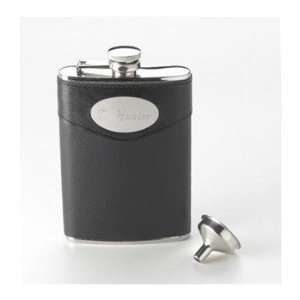  8 oz. Black Leather Flask with Funnel