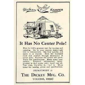  1926 Ad Dickey Mfg Co Toledo Kamper Camping Tent Equipment 