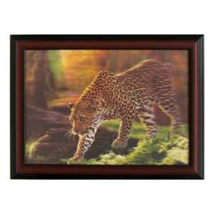  3D Picture Leopard Hunting with wooden frame Everything 