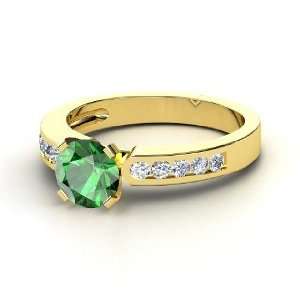  Kelsey Ring, Round Emerald 14K Yellow Gold Ring with 