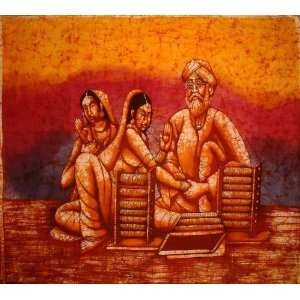  The Bangle Seller   Batik Painting On Cotton Fabric