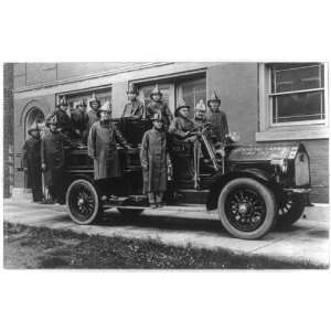   Men of Crystal Lake Fire Department,c1914,fire engine