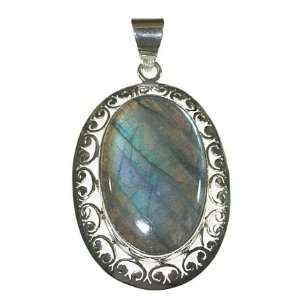  Labradorite and Sterling Silver Oval Pendant