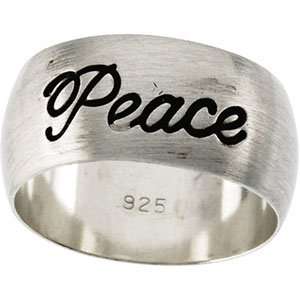  7.75mm Antiqued Peace Ring   Sterling Silver Jewelry