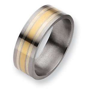  Titanium 14k Gold & Sterling Silver Inlay 8mm Band 