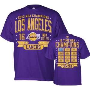 Los Angeles Lakers Purple 16 Time NBA Champions Banner Display T Shirt