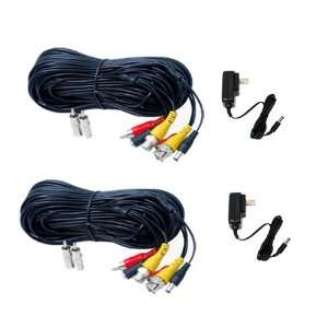   Security Camera Cables 2 of 12V DC 500mA Power Supplies for CCTV DVR