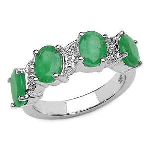  3.40 Carat Genuine Emerald Sterling Silver Ring Jewelry