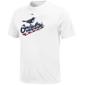   Orioles White Stars & Stripes Logo T shirt (Medium)