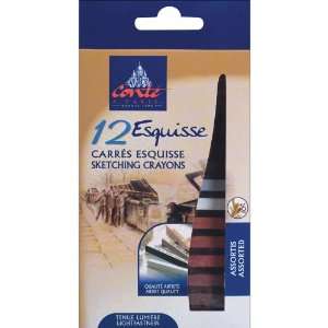  Conte Sketching Carres, 12 Pack, Assorted Arts, Crafts 