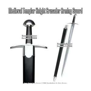 Medieval Templar Knight Crusader Arming Sword w/ Scabbard  
