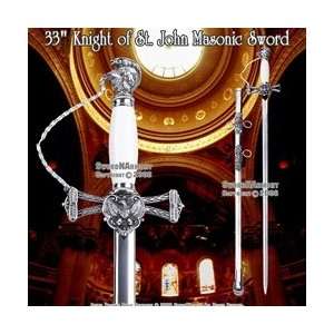  33 Templar Knight of St. John Crusader Masonic Sword 