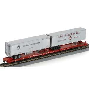  HO RTR 85 Flat w/2 40 Trailers GN #61003 Toys & Games