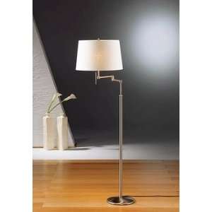   Floor Lamp, Satin Nickel Finish with Satin White with Diamond Logo