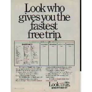   free trip.  1986 Northwest Airlines Ad, A1716 
