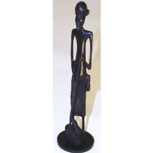 11 Hand Carved Ebony Wood Wooden Young African Boy Figurine  